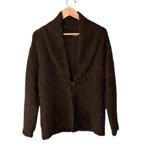 TABASK Peruvian Alpaca Wool Handmade Single Button Cardigan Chocolate Brown